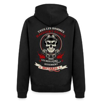 Motard, idée cadeau moto pour papa ou ami - Veste à capuche bio Premium Unisexe - noir - Dos - Nico (187cm)