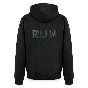Für Läufer: RUN - Unisex Premium Bio Zip Hoodie - Schwarz - Hinten - Nico (187cm)