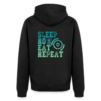 Life Concept for Rowers SLEEP, ROW, EAT, REPEAT - Unisex Premium Organic Zip Hoodie - black - Back - Nico (187cm)