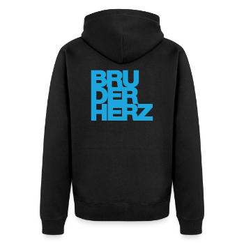 Bruderherz Bester Bruder der Welt Geschenkidee - Unisex Premium Bio Zip Hoodie - Schwarz - Hinten - Nico (187cm)