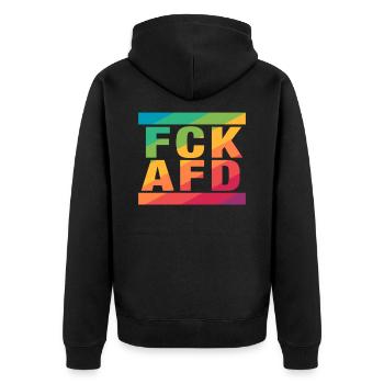 Contre les nazis - FCK AFD - Contre la droite - LGBTQ - Veste à capuche bio Premium Unisexe - noir - Dos - Nico (187cm)