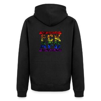Gegen Nazis - FCK AFD - Gegen Recht - Unisex Premium Bio Zip Hoodie - Schwarz - Hinten - Nico (187cm)