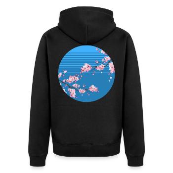 Cherry Blossom Japanese Tree Sakura Retro - Unisex Premium Organic Zip Hoodie - black - Back - Nico (187cm)