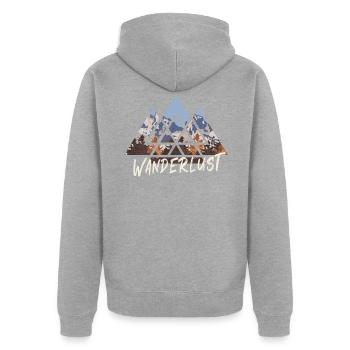 Hiking Desire, Hiking, Mountains - Unisex Premium Organic Zip Hoodie - heather grey - Back - Nico (187cm)