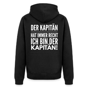 DER KAPITÄN DER SEGLER UND DER MATROSE - Unisex Premium Bio Zip Hoodie - Schwarz - Hinten - Nico (187cm)