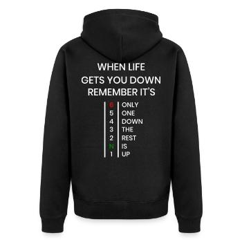 Motorbike Motorcycle Gears When Life Gets You Down - Unisex Premium Bio Zip Hoodie - Schwarz - Hinten - Nico (187cm)
