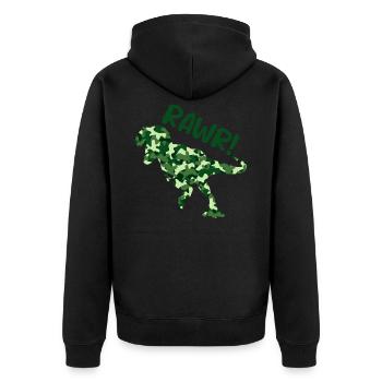 Kinder Camo T-Rex Rawr! Tarnen Dinosaurier Geschenk - Unisex Premium Bio Zip Hoodie - Schwarz - Hinten - Nico (187cm)