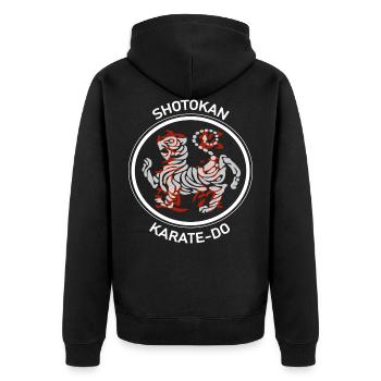 Karate Shotokan Shirt - Veste à capuche bio Premium Unisexe - noir - Dos - Nico (187cm)