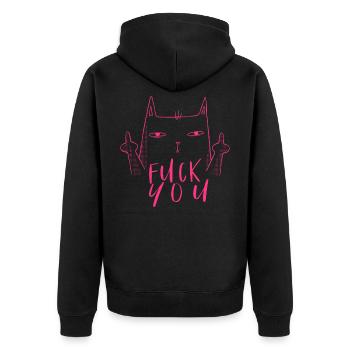 Fuck You - Fuck Off - Chat avec majeur - Veste à capuche bio Premium Unisexe - noir - Dos - Nico (187cm)