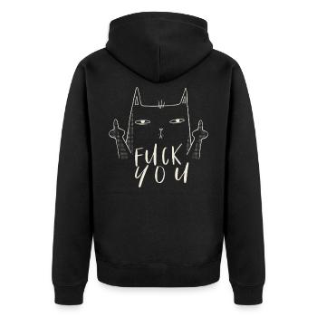 Fuck You - Fuck Off - Chat avec majeur - Veste à capuche bio Premium Unisexe - noir - Dos - Nico (187cm)