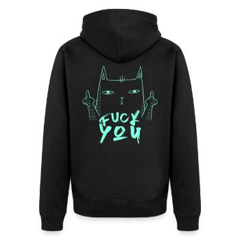 Fuck You - Fuck Off - Chat avec majeur - Veste à capuche bio Premium Unisexe - noir - Dos - Nico (187cm)