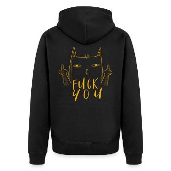 Fuck You - Fuck Off - Chat avec majeur - Veste à capuche bio Premium Unisexe - noir - Dos - Nico (187cm)
