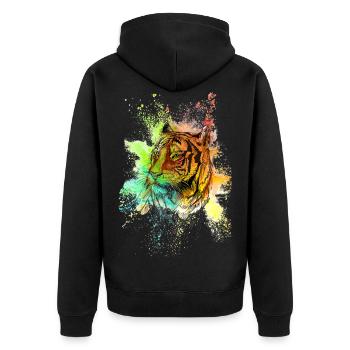 Tiger Animal Predator Africa Safari Colorful Splash Game - Unisex Premium Organic Zip Hoodie - black - Back - Nico (187cm)