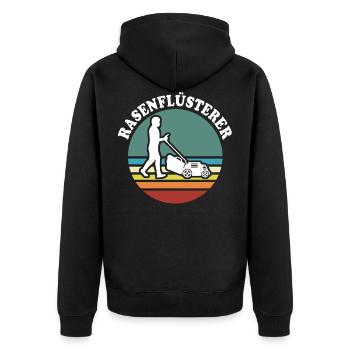Rasenmäher rasen mähen - Unisex Premium Bio Zip Hoodie - Schwarz - Hinten - Nico (187cm)