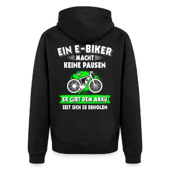 Ebike Elektrofahrrad E-Bike Pedelec Ebiker - Unisex Premium Bio Zip Hoodie - Schwarz - Hinten - Nico (187cm)