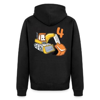 Ich Bin Schon 4, Jungen Geburtstag Baustelle - Unisex Premium Bio Zip Hoodie - Schwarz - Hinten - Nico (187cm)