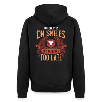 When the DM smiles, it's already too late RPG - Unisex Premium Organic Zip Hoodie - black - Back - Nico (187cm)