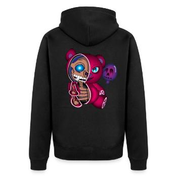Skull Teddybär Skelett Halloween Geschenkidee - Unisex Premium Bio Zip Hoodie - Schwarz - Hinten - Nico (187cm)