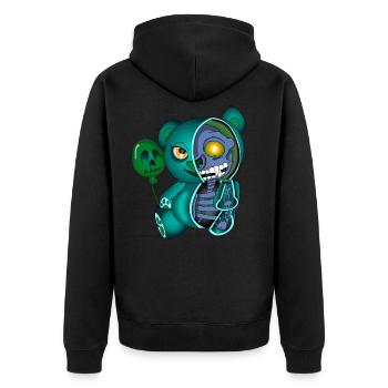 Skull Teddy Bear Skeleton Halloween Gift Idea - Unisex Premium Organic Zip Hoodie - black - Back - Nico (187cm)