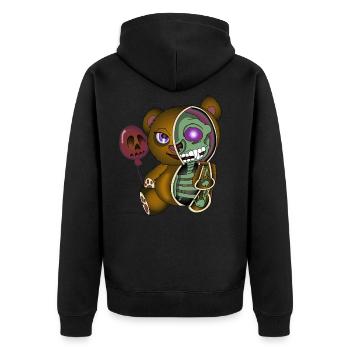 Skull Teddybär Skelett Halloween Geschenkidee - Unisex Premium Bio Zip Hoodie - Schwarz - Hinten - Nico (187cm)