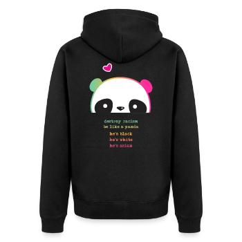 Destroy Racism - Be like a Panda - Unisex Premium Organic Zip Hoodie - black - Back - Nico (187cm)