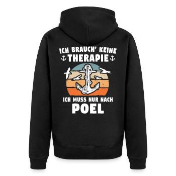 Poel Sprüche Ostsee Souvenir - Unisex Premium Bio Zip Hoodie - Schwarz - Hinten - Nico (187cm)