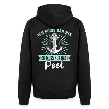 Poel Sprüche Ostsee Souvenir - Unisex Premium Bio Zip Hoodie - Schwarz - Hinten - Nico (187cm)