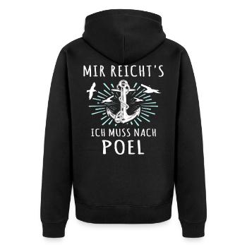 Poel Sprüche Ostsee Poeler - Unisex Premium Bio Zip Hoodie - Schwarz - Hinten - Nico (187cm)