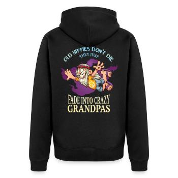 Alte Hippies Sterben Nicht, Sie Werden Einfach - Unisex Premium Bio Zip Hoodie - Schwarz - Hinten - Nico (187cm)