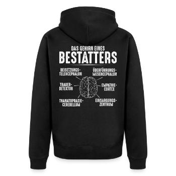 Bestatter Totengräber Leichenbestatter Mortician - Unisex Premium Bio Zip Hoodie - Schwarz - Hinten - Nico (187cm)