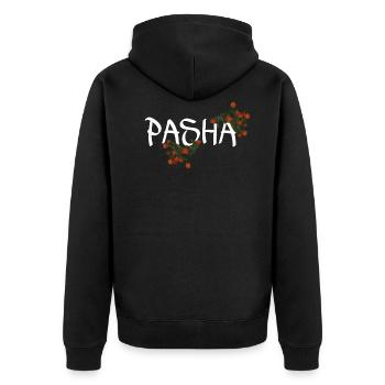 Pasha - Unisex Premium Bio Zip Hoodie - Schwarz - Hinten - Nico (187cm)