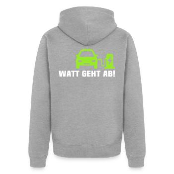E-auto Elektroauto EAuto - Unisex Premium Bio Zip Hoodie - Grau meliert - Hinten - Nico (187cm)