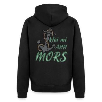 Klei mi ann Mors Anker - Unisex Premium Bio Zip Hoodie - Schwarz - Hinten - Nico (187cm)