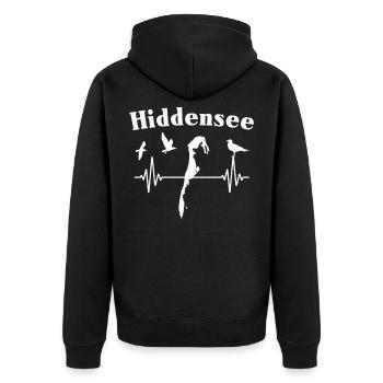 Hiddensee EKG Ostsee Insel - Unisex Premium Bio Zip Hoodie - Schwarz - Hinten - Nico (187cm)