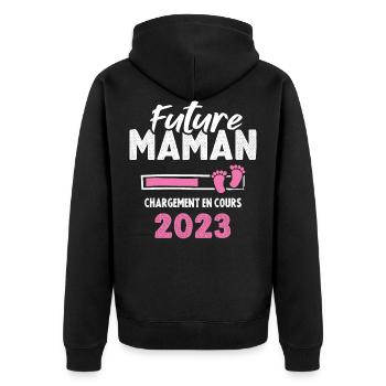 Future Maman 2023 Chargement En Cours - Veste à capuche bio Premium Unisexe - noir - Dos - Nico (187cm)