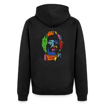 egal wie dicht du warst, goethe war dichter - Unisex Premium Bio Zip Hoodie - Schwarz - Hinten - Nico (187cm)