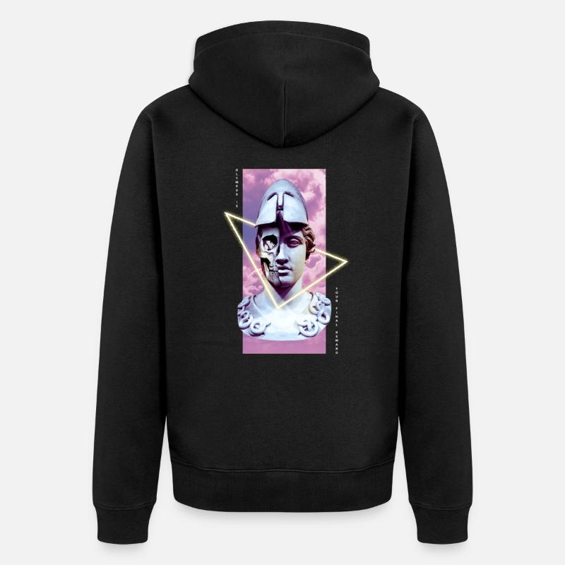 Griechische Krieger Vaporwave Statue - Unisex Premium Bio Zip Hoodie - Schwarz