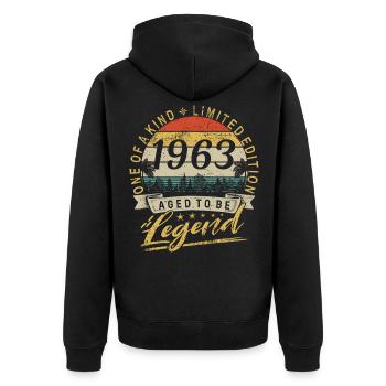 Limited Edition Geburtsjahr 1963 Geburtstag Retro - Unisex Premium Bio Zip Hoodie - Schwarz - Hinten - Nico (187cm)