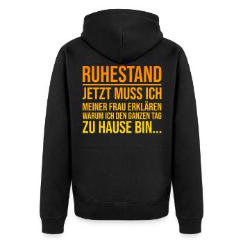 Ruhestand Pensionierung Abschiedsfeier Abschieds - Unisex Premium Bio Zip Hoodie - Schwarz - Hinten - Nico (187cm)