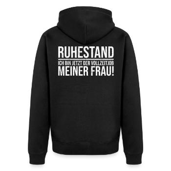 Ruhestand Pensionierung Abschiedsfeier Abschieds - Unisex Premium Bio Zip Hoodie - Schwarz - Hinten - Nico (187cm)