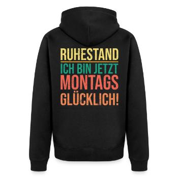 Ruhestand Pensionierung Abschiedsfeier Abschieds - Unisex Premium Bio Zip Hoodie - Schwarz - Hinten - Nico (187cm)