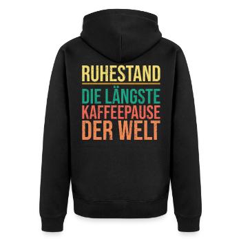 Ruhestand Pensionierung Abschiedsfeier Abschieds - Unisex Premium Bio Zip Hoodie - Schwarz - Hinten - Nico (187cm)