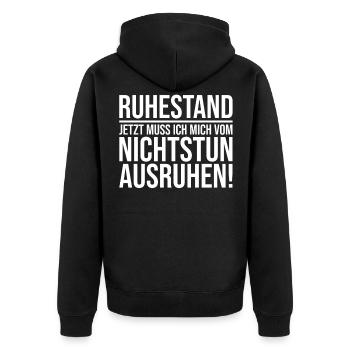 Ruhestand Pensionierung Abschiedsfeier Abschieds - Unisex Premium Bio Zip Hoodie - Schwarz - Hinten - Nico (187cm)