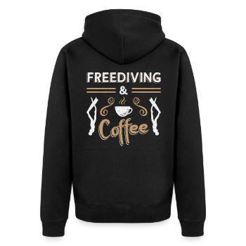 Freitauchen Apnoe Kaffee Freitaucher Geschenkidee - Unisex Premium Bio Zip Hoodie - Schwarz - Hinten - Nico (187cm)
