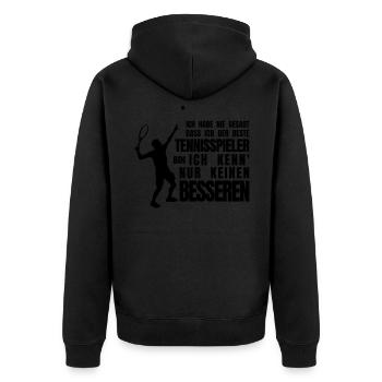 Der Beste Tennisspieler - witziger Spruch - Unisex Premium Bio Zip Hoodie - Schwarz - Hinten - Nico (187cm)