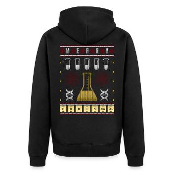 Ugly Christmas Chemistry Merry Christmas - Unisex Premium Bio Zip Hoodie - Schwarz - Hinten - Nico (187cm)