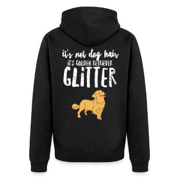 Golden Retriever Glitzer - Unisex Premium Bio Zip Hoodie - Schwarz - Hinten - Nico (187cm)