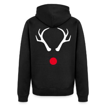 Rentier Rote Nase Weihnachten - Unisex Premium Bio Zip Hoodie - Schwarz - Hinten - Nico (187cm)