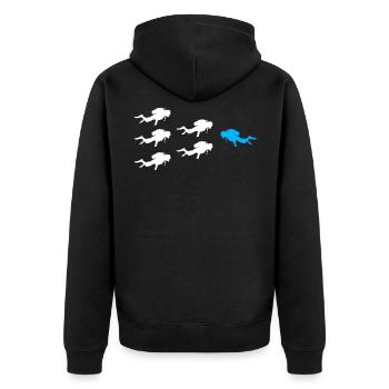 Divers swim against the tide - Unisex Premium Organic Zip Hoodie - black - Back - Nico (187cm)