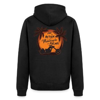 Life is better on motorcycle and palms gift - Unisex Premium Organic Zip Hoodie - black - Back - Nico (187cm)